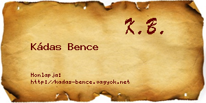 Kádas Bence névjegykártya
